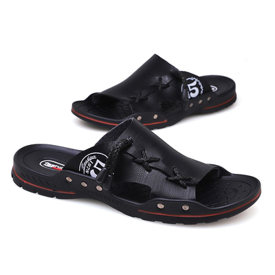 Men Casual Slippers Leather Sandals